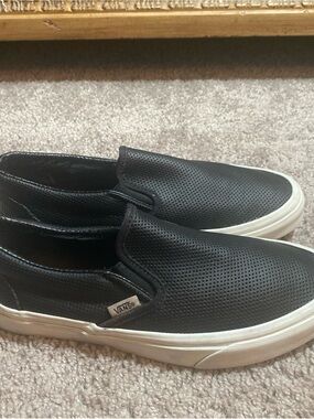 Vans off the wall low top Black Perforated Slip-On Sneakers with White Sole